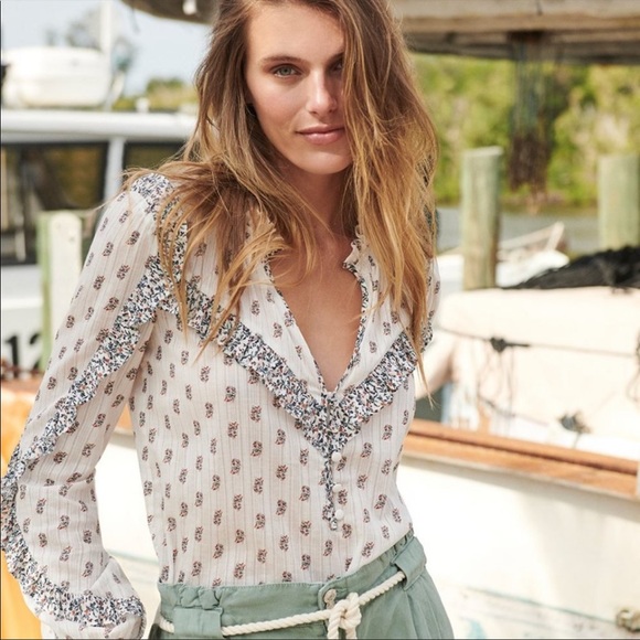 NWT Veronica Beard Abra Stamped Floral Top White Blouse - Picture 8 of 15